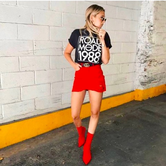 Topshop Dresses & Skirts - Topshop Red Mini Skirt with High-Waist Silhouette